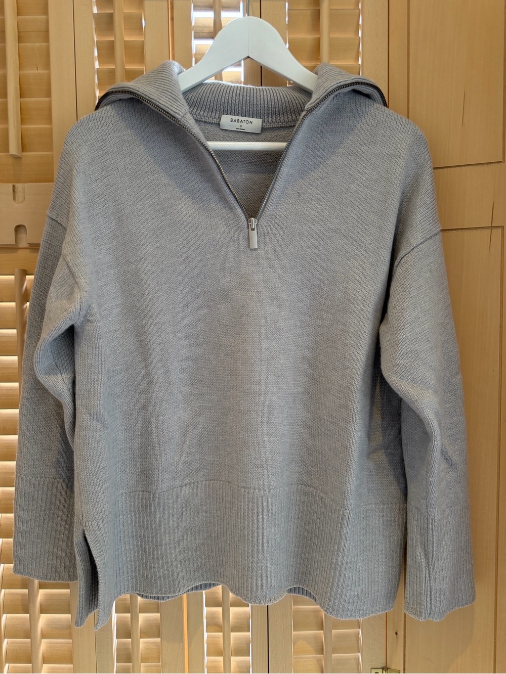 Babaton Merino Wool Knit Quarter Zip